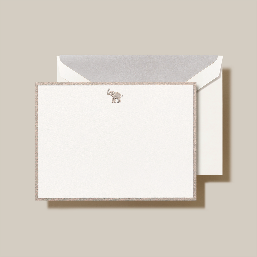 Crane Elephant Bordered Note Cards & Envelopes