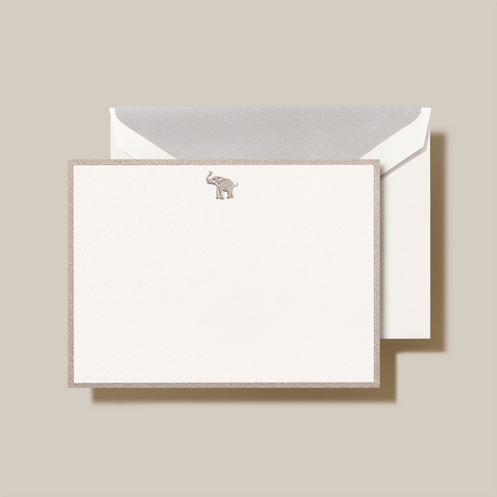 Crane Elephant Bordered Note Cards & Envelopes