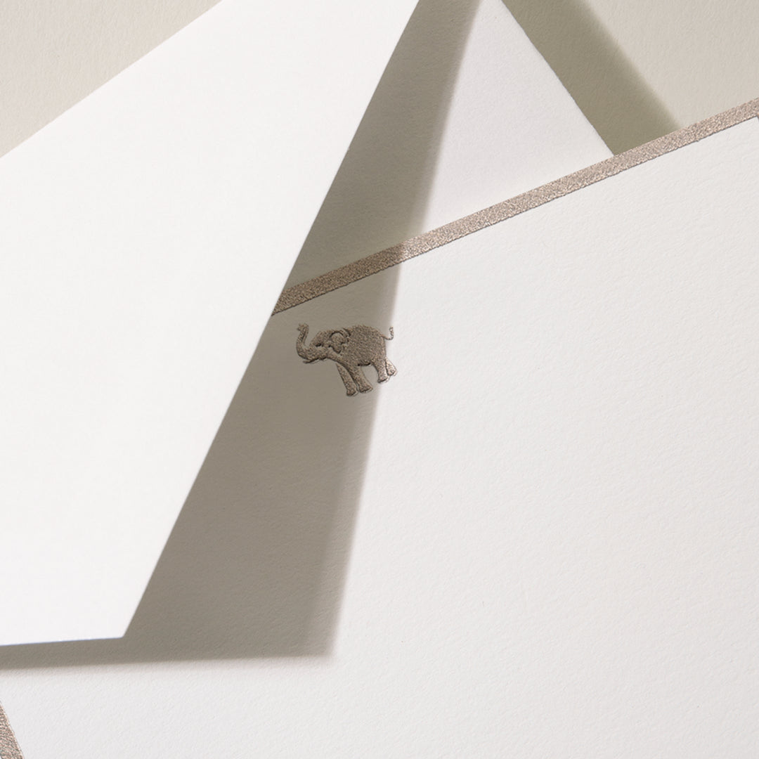 Crane Elephant Bordered Note Cards & Envelopes