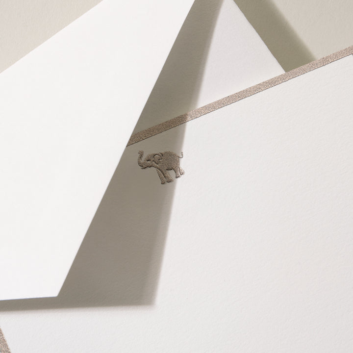 Crane Elephant Bordered Note Cards & Envelopes
