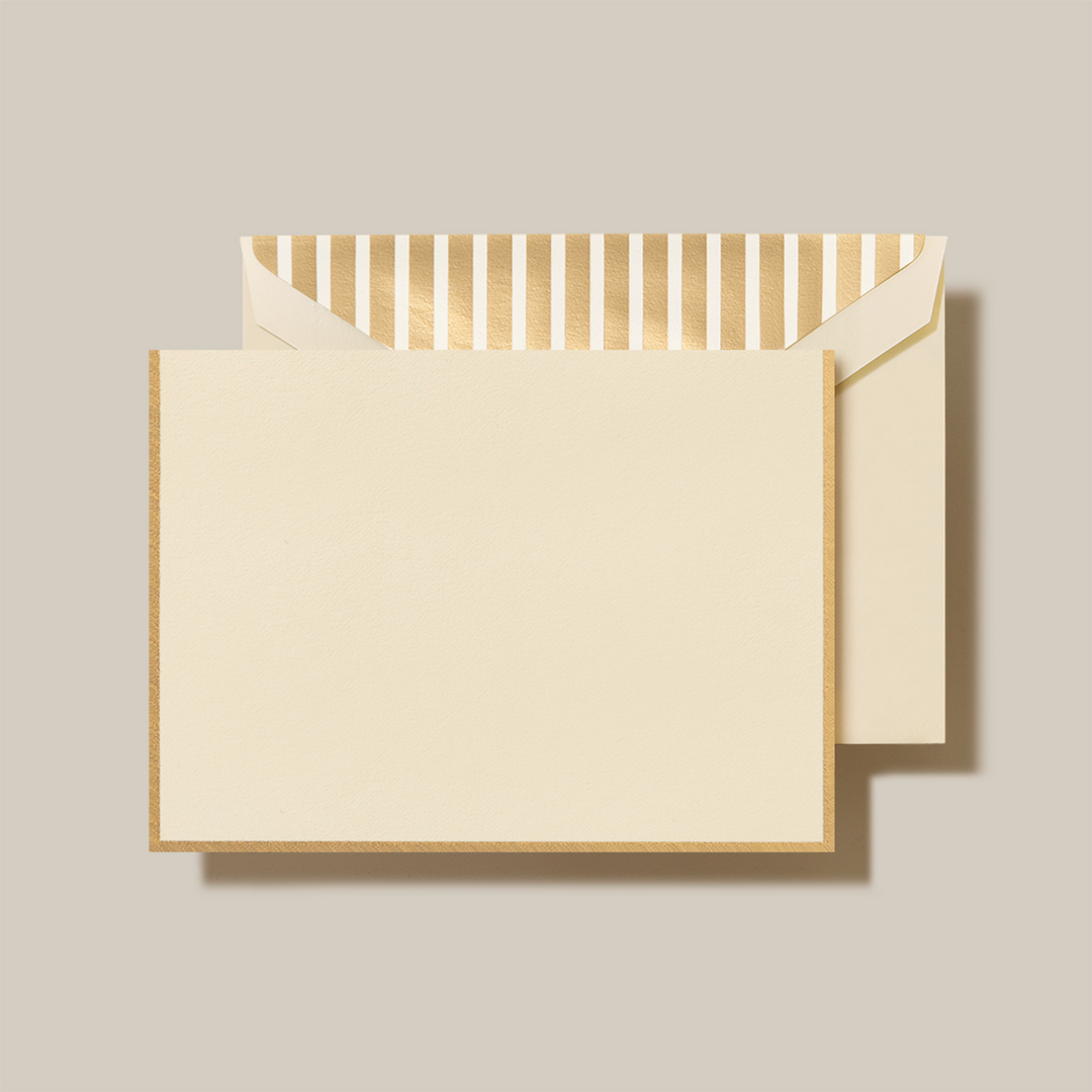 Crane Gold Striped Bordered Ecru Note Card (10ct.)