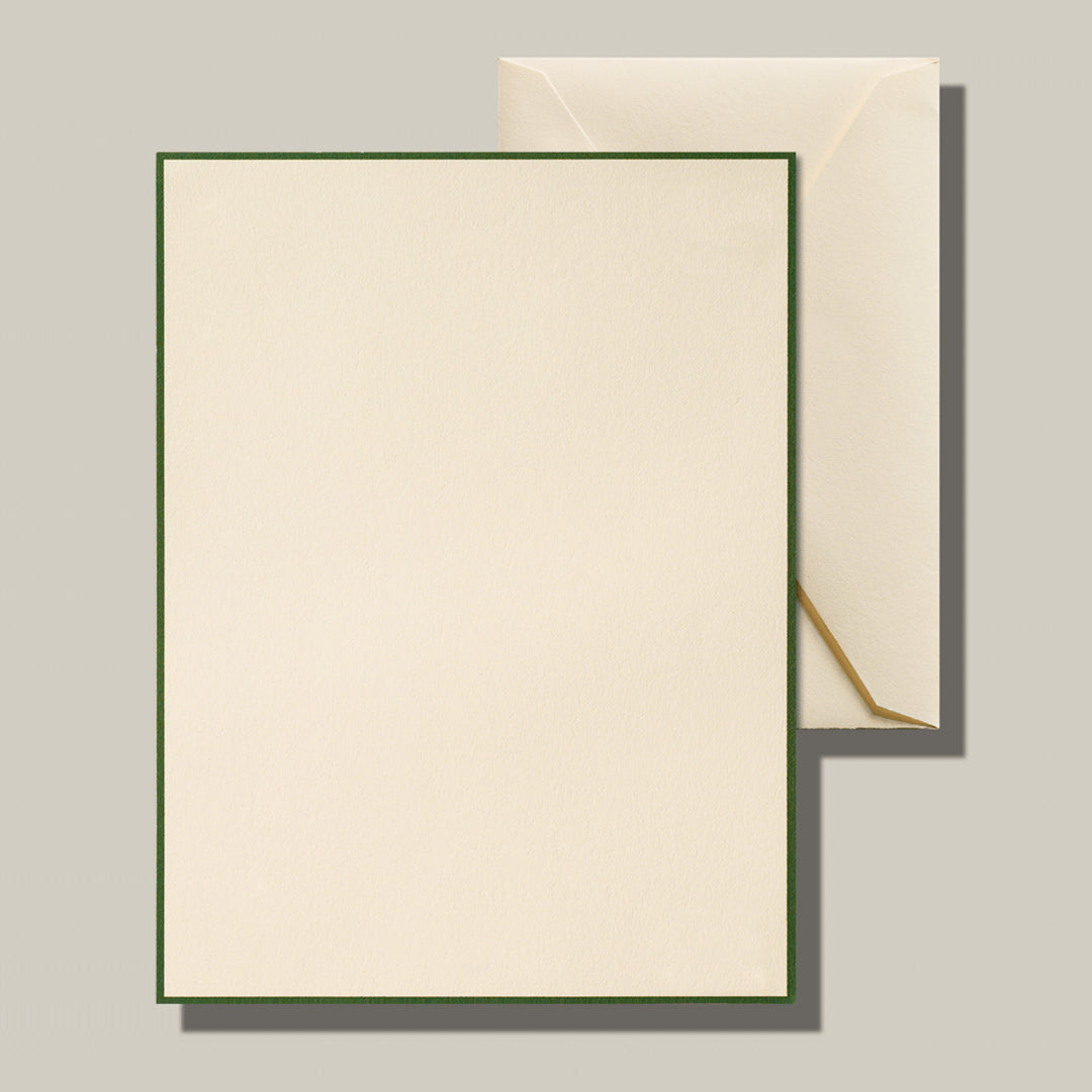 Crane Navy Hunter Green Bordered Ecru Half Sheet (20pk.)
