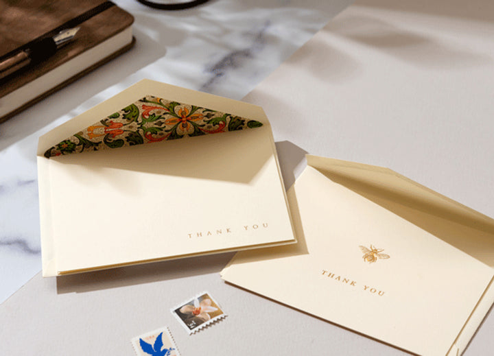 Crane Engraved Notecards Thank You 10/10 - Red Florentine