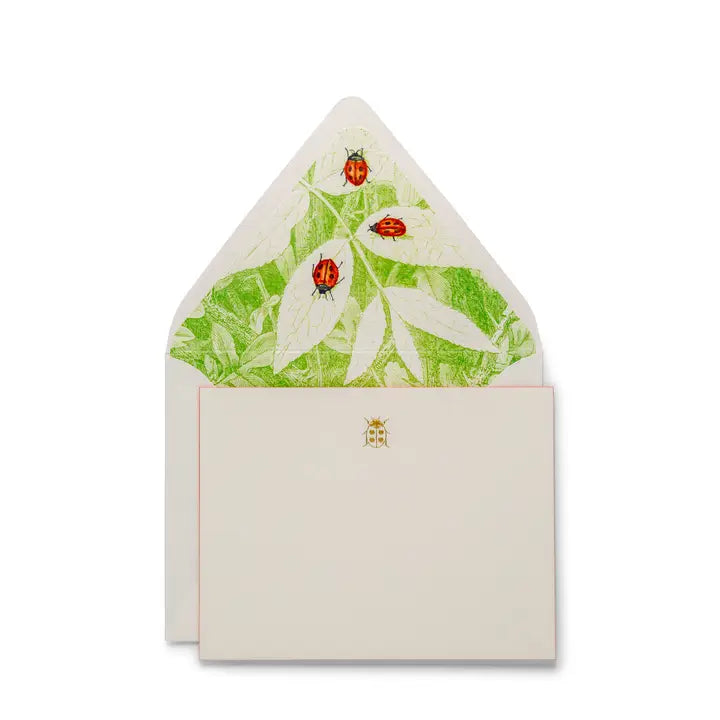 Ladybug - Letterpress Flat Notecard  4.25” x 5.5”  (6ct) (Copy)