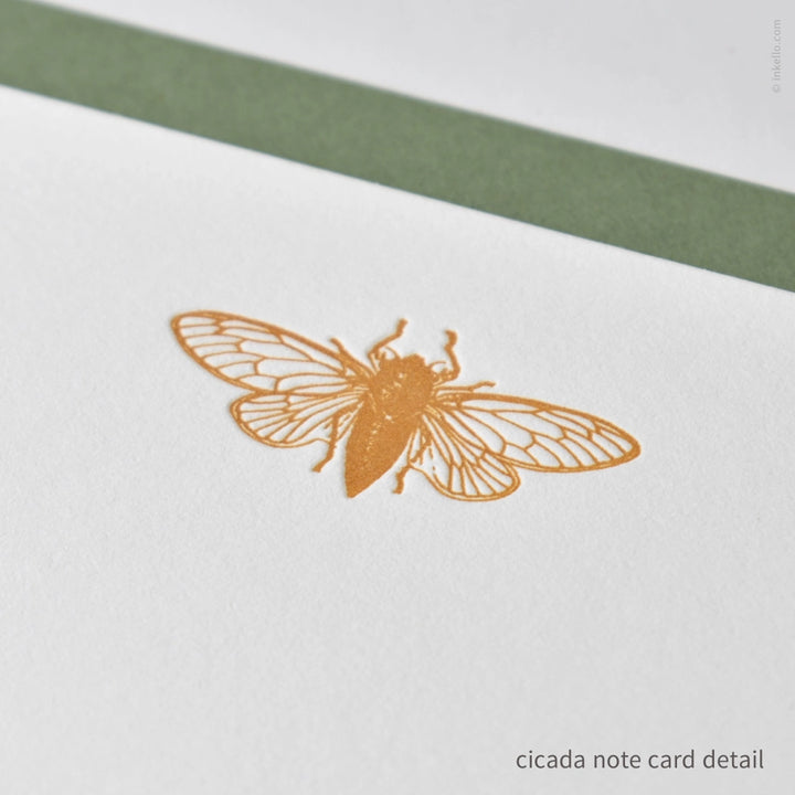 Flat Note Card Set with Cicada