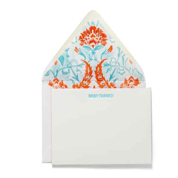 MANY THANKS - Letterpress Flat Notecard  4.25” x 5.5”  (6ct)