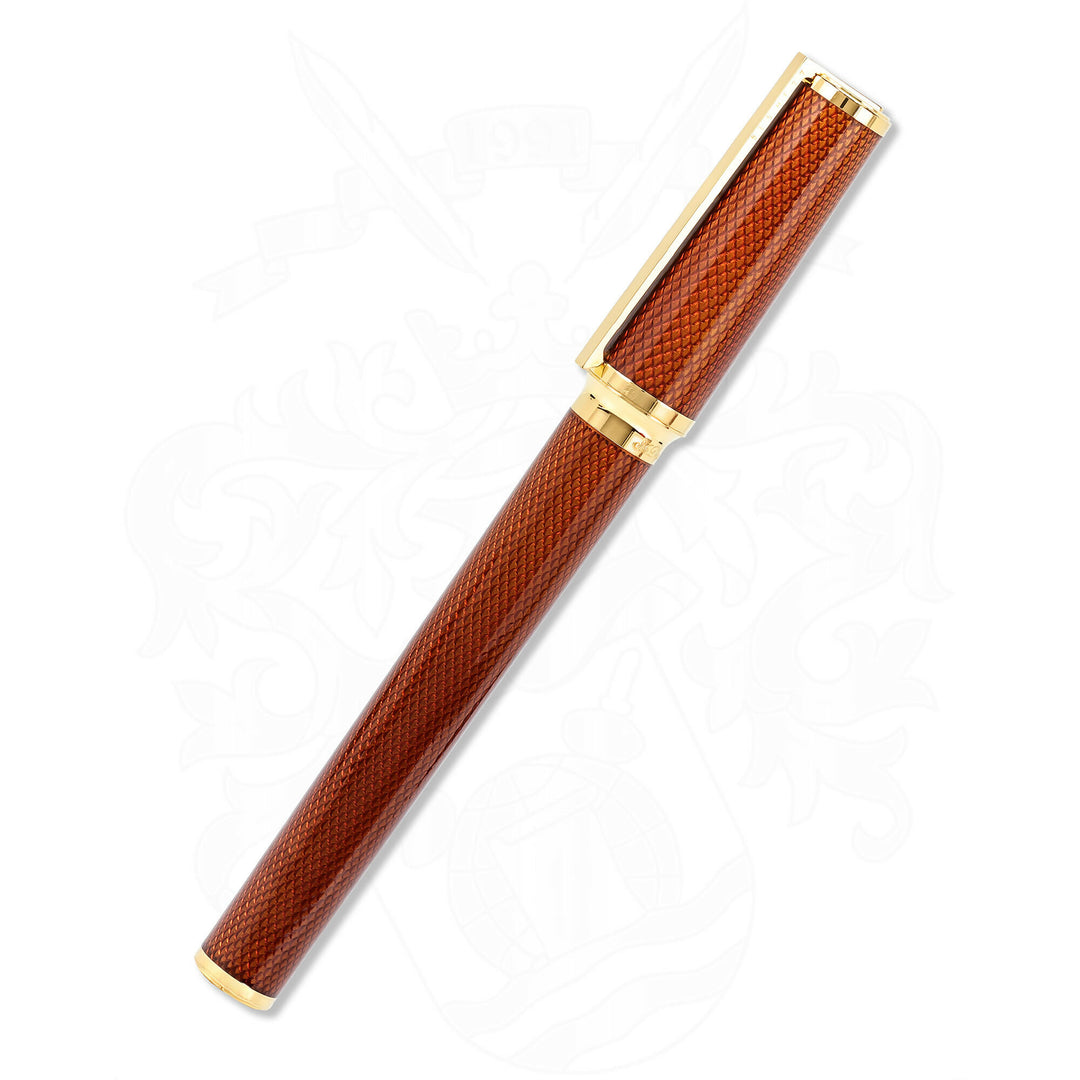 S.T. Dupont Montparnase Orange / Amber Guilloche Fountain Pen