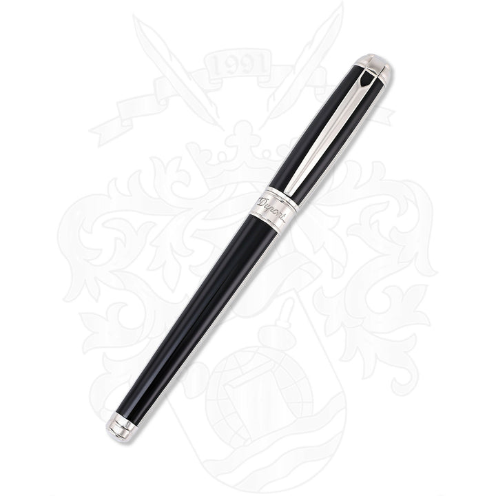 S.T. Dupont Line D Medium Black And Silver Ribbed Finish Fountain Pen