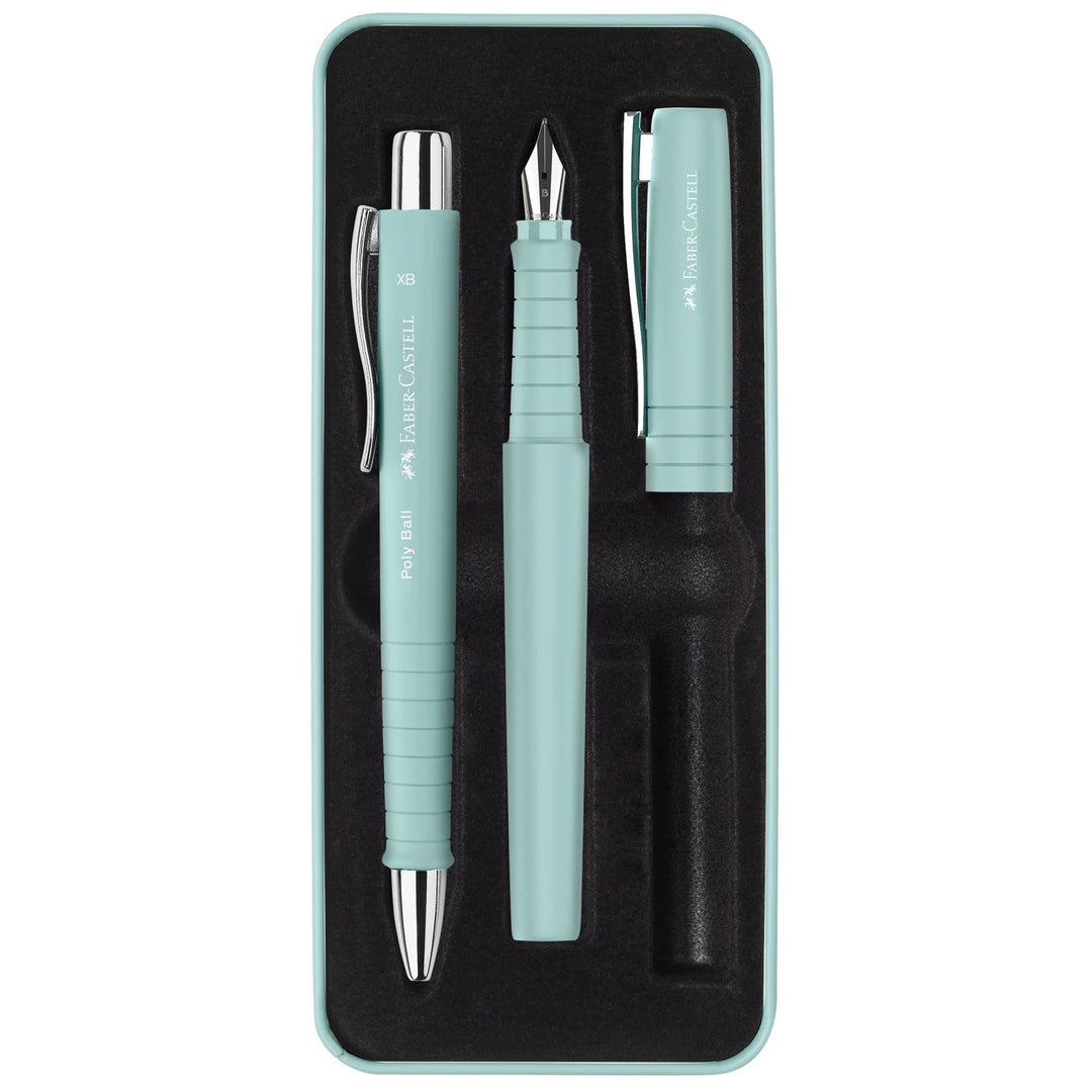 Faber-Castell Poly Fountain Pen and Ballpoint Gift Set - Caribic Blue