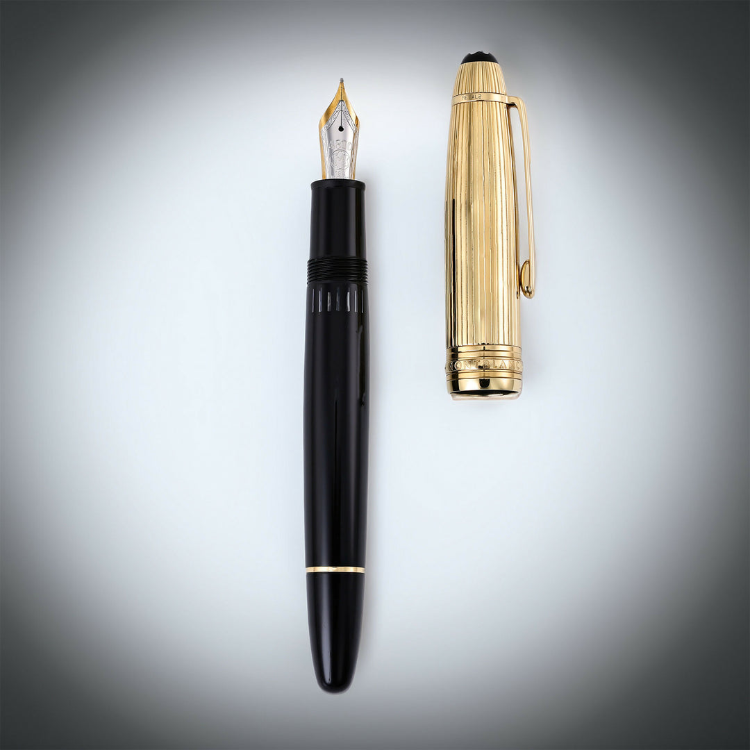 Montblanc Meisterstuck Doue Solitaire 146 LeGrand Fountain Pen - Gold Plated Striped Cap