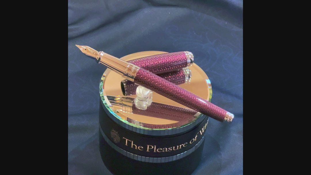 S.T. Dupont Line D Firehead Guilloche  Fountain Pen - Amethyst