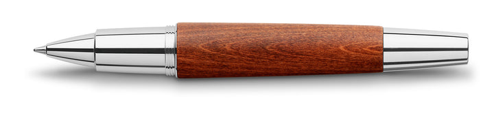 Faber-Castell E-Motion Wood & Polished Chrome-Brown Rollerball Pen