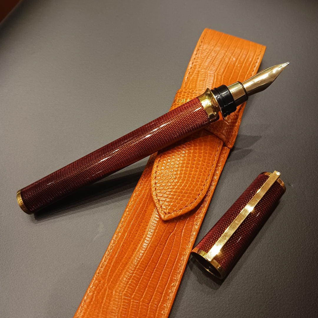 S.T. Dupont Montparnasse Chairman Honeycomb Guilloche Fountain Pen - Amber