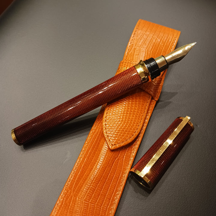 S.T. Dupont Montparnasse Chairman Honeycomb Guilloche Fountain Pen - Amber