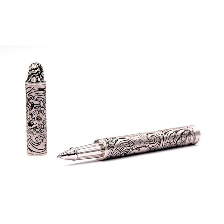 S.T. Dupont Haute Creation Tattoo Collection Rollerball Pen - Rhodium Foo Dog