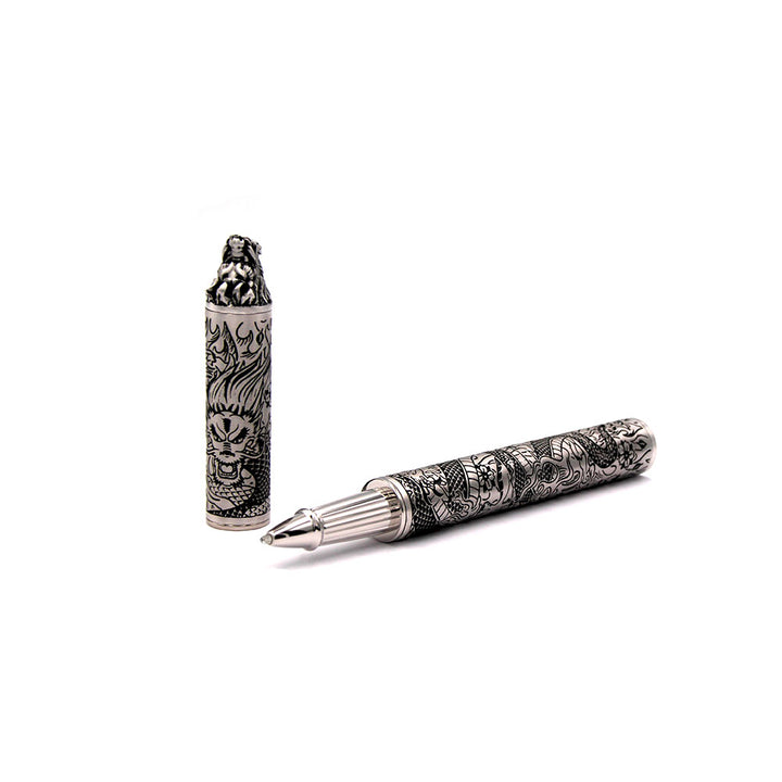 S.T. Dupont Haute Creation Tattoo Collection Rollerball Pen - Rhodium Dragon