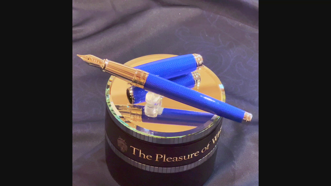 S.T. Dupont Diamond Guilloche Fountain Pen - Sapphire