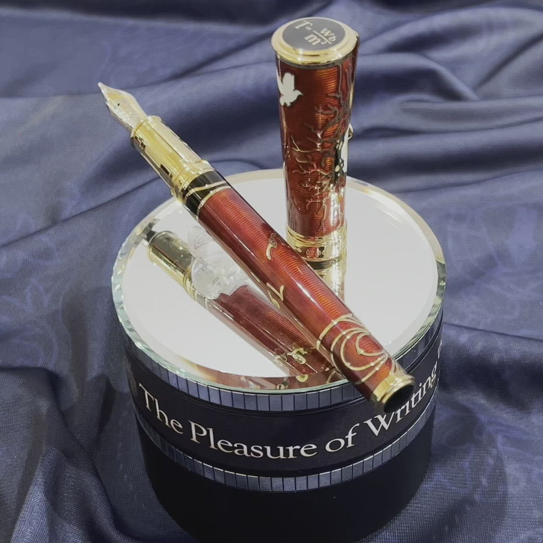 David Oscarson Tesla Fountain Pen - Translucent Red Gold