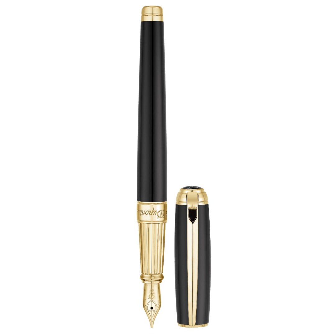 S.T. Dupont Line D Large Fountain Pen - Black & Gold