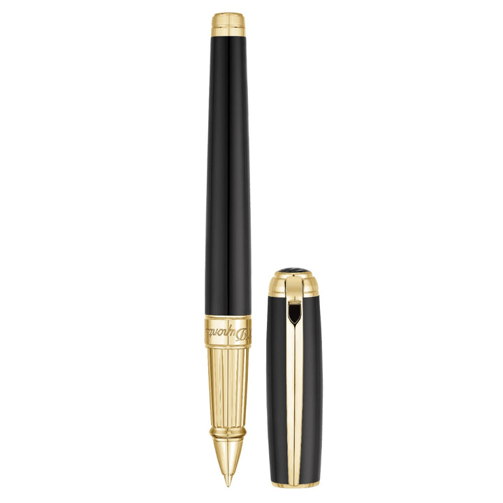 S.T. Dupont Line D Large Rollerball Pen - Black & Gold