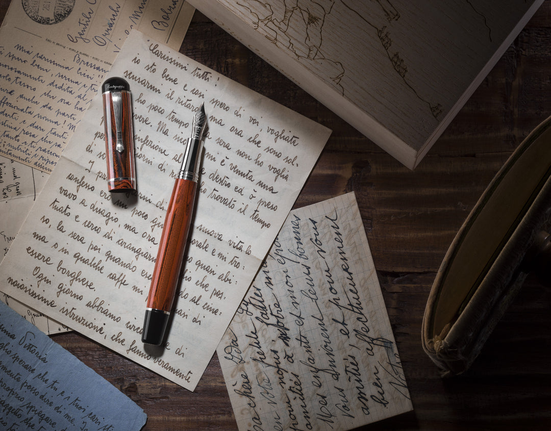 Montegrappa Mia Carissima Ebonite Fountain Pen - Mottled Brick Red