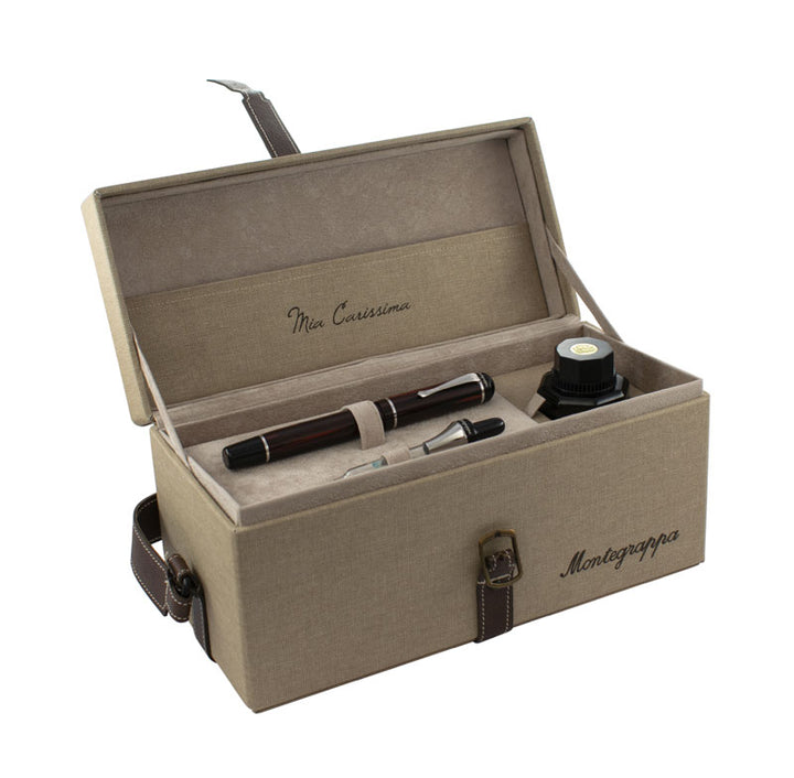 Montegrappa Mia Carissima Ebonite Fountain Pen - Mottled Brick Red