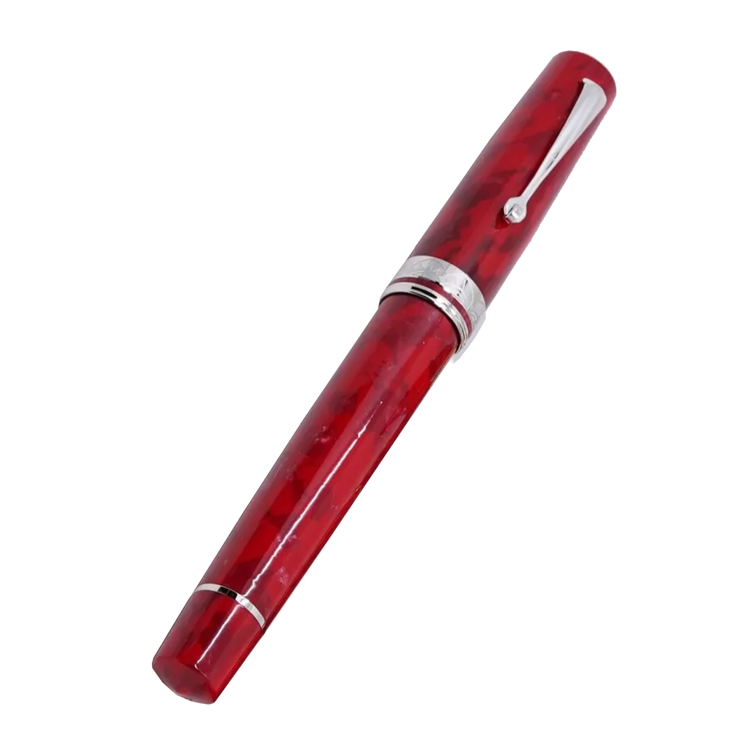 ASC Bologna Medio Rosso Magma fountain pen - Rhodium Trim