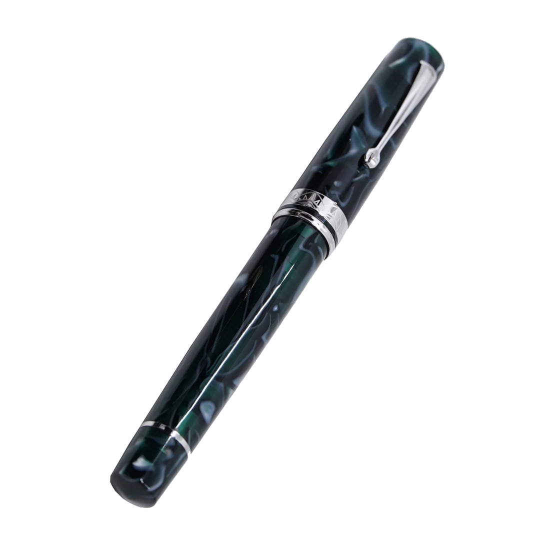 ASC Bologna Medio Green Lagoon fountain pen - Rhodium Trim