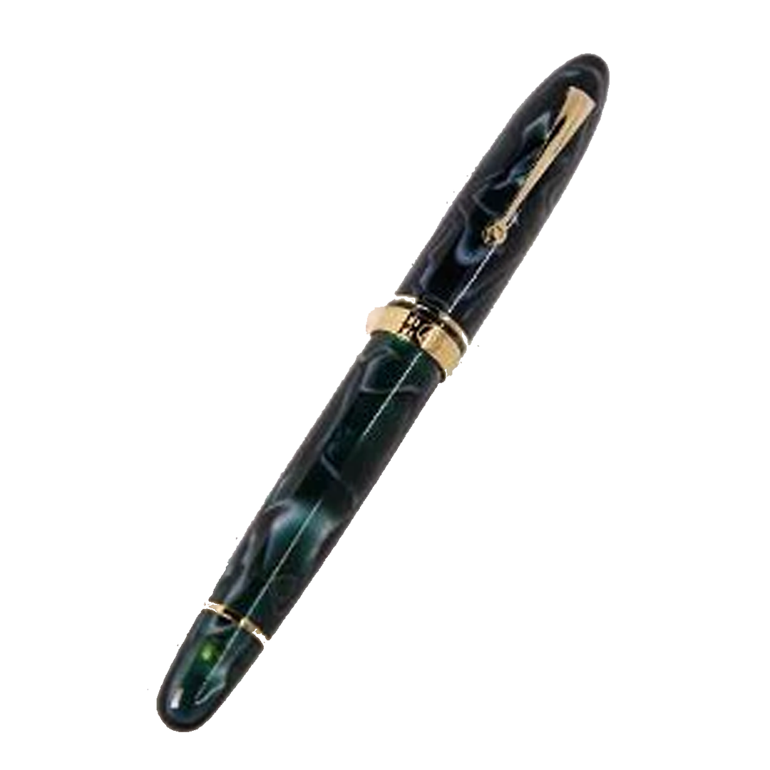 ASC Ogiva Medio Green Lagoon Fountain Pen - Gold Trim