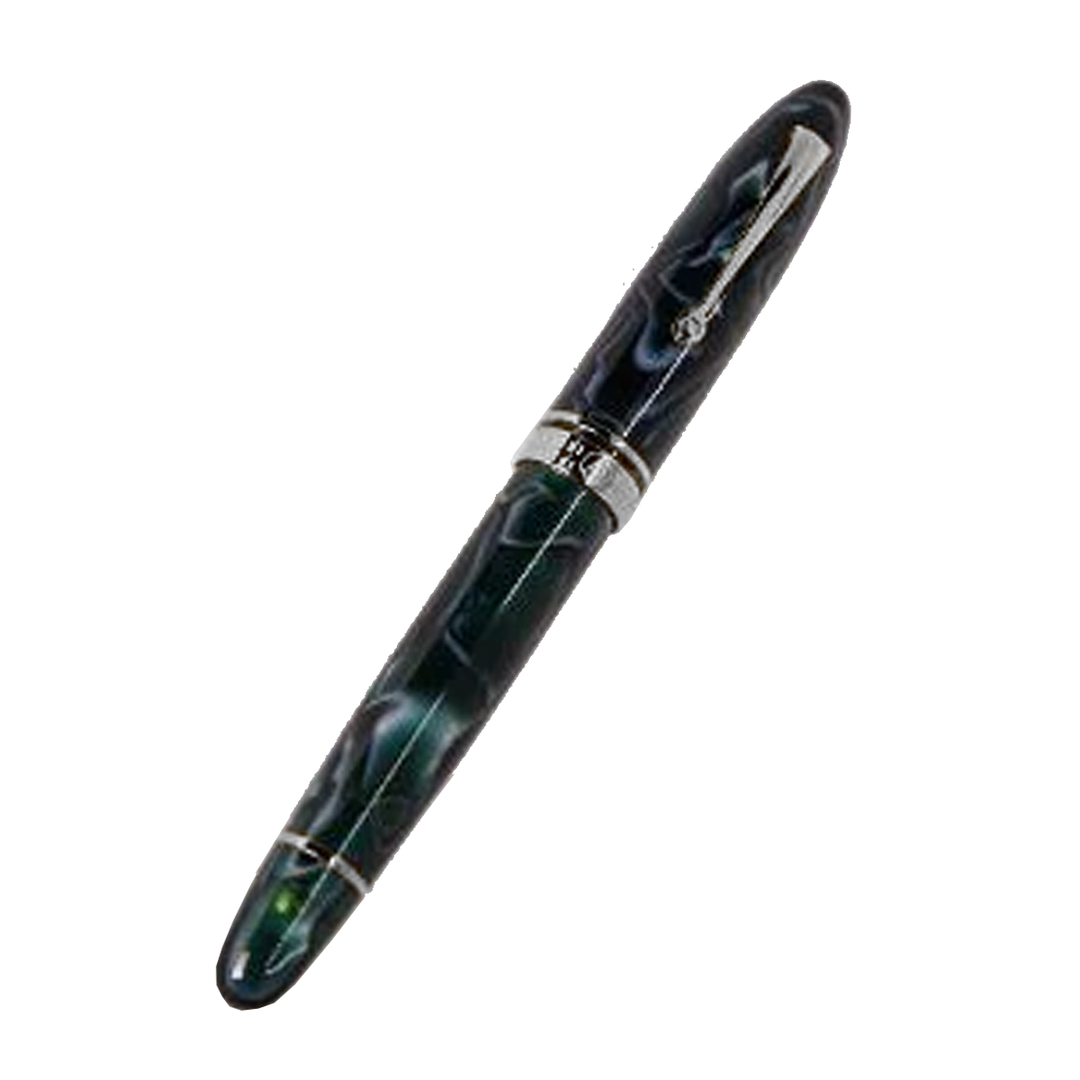 ASC Ogiva Medio Green Lagoon fountain pen - Rhodium Trim