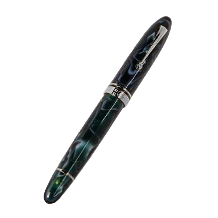 ASC Ogiva Medio Green Lagoon fountain pen - Rhodium Trim
