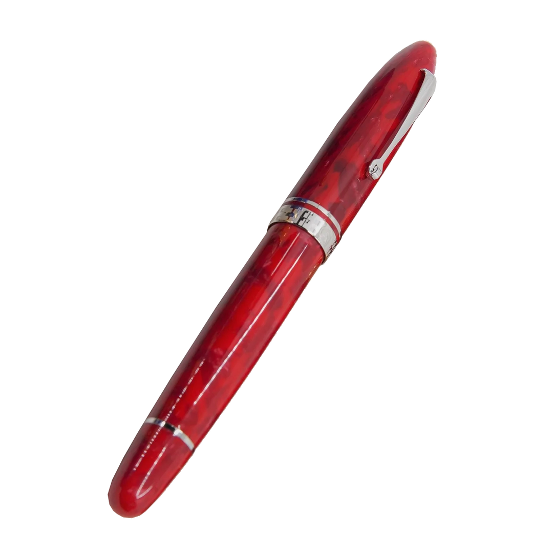 ASC Ogiva Medio Rosso Magma fountain pen - Rhodium Trim