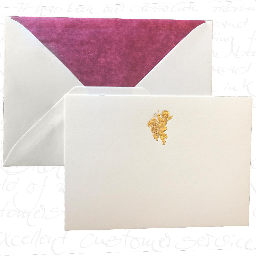 The Pleasure of Writing Engraved Cards - Cherub (6ct)