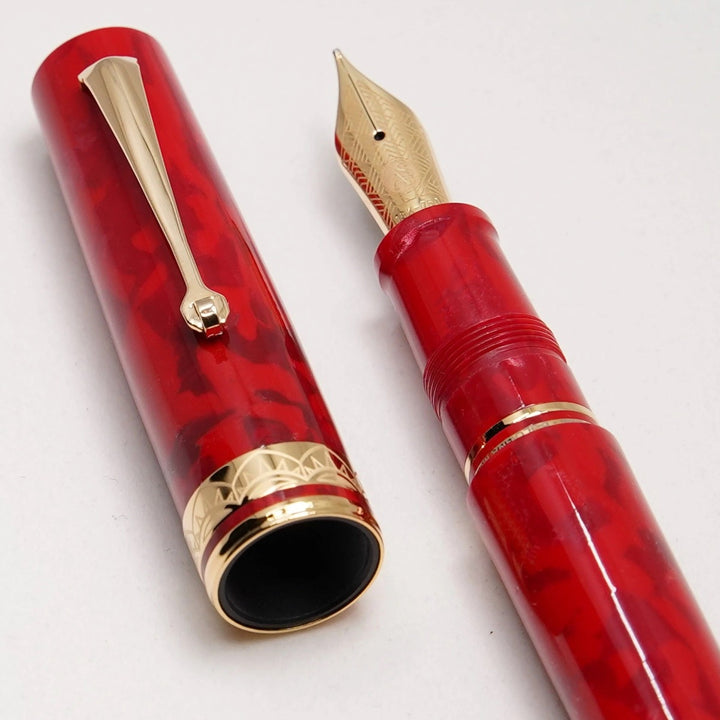 ASC Bologna Medio Rosso Magma fountain pen - Rhodium Trim