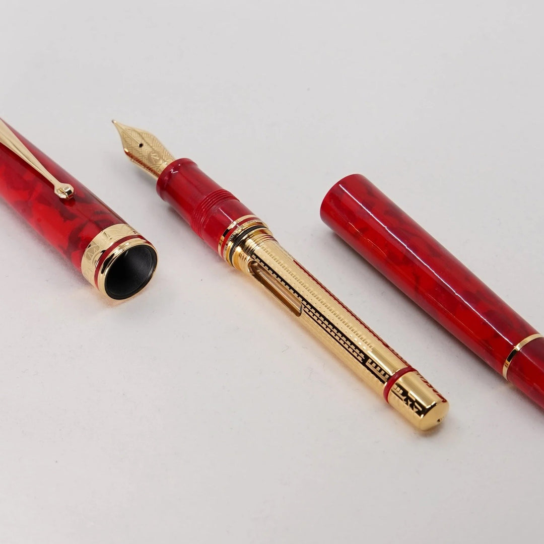 ASC Bologna Medio Rosso Magma fountain pen - Rhodium Trim