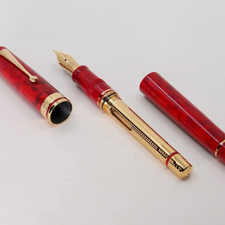 ASC BOLOGNA Medio Rosso Magma fountain pen - Gold Trim