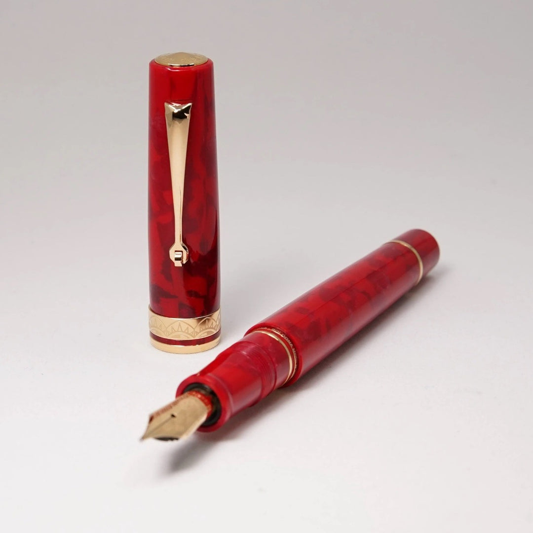 ASC Bologna Medio Rosso Magma fountain pen - Rhodium Trim