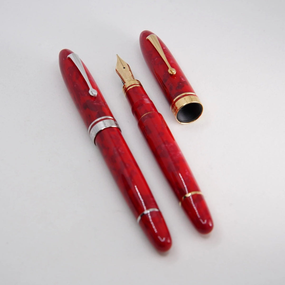 ASC Ogiva Medio Rosso Magma fountain pen - Rhodium Trim