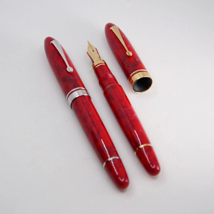 ASC Ogiva Medio Rosso Magma fountain pen - Rhodium Trim