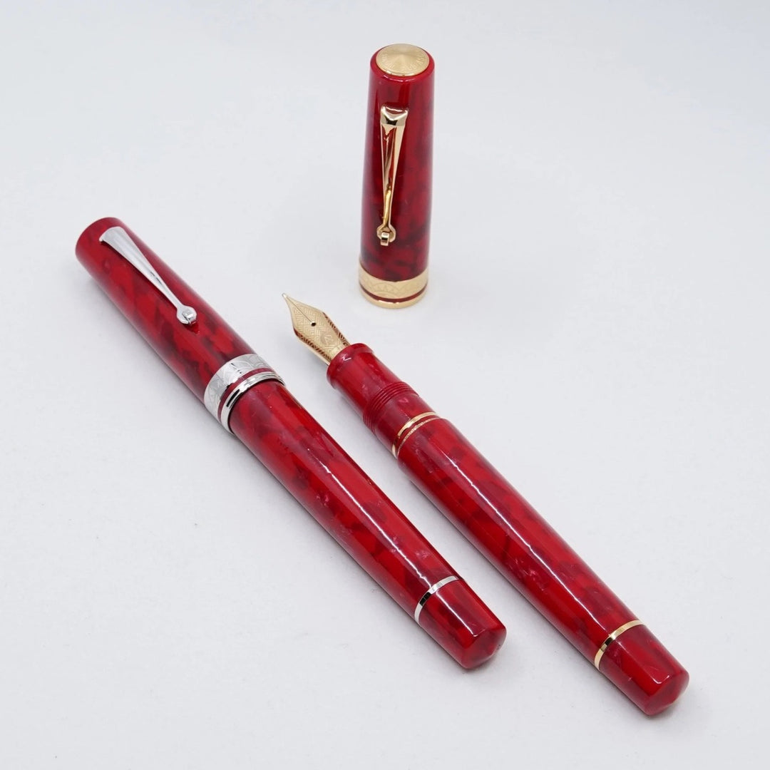 ASC Bologna Medio Rosso Magma fountain pen - Rhodium Trim