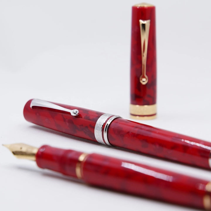 ASC Bologna Medio Rosso Magma fountain pen - Rhodium Trim