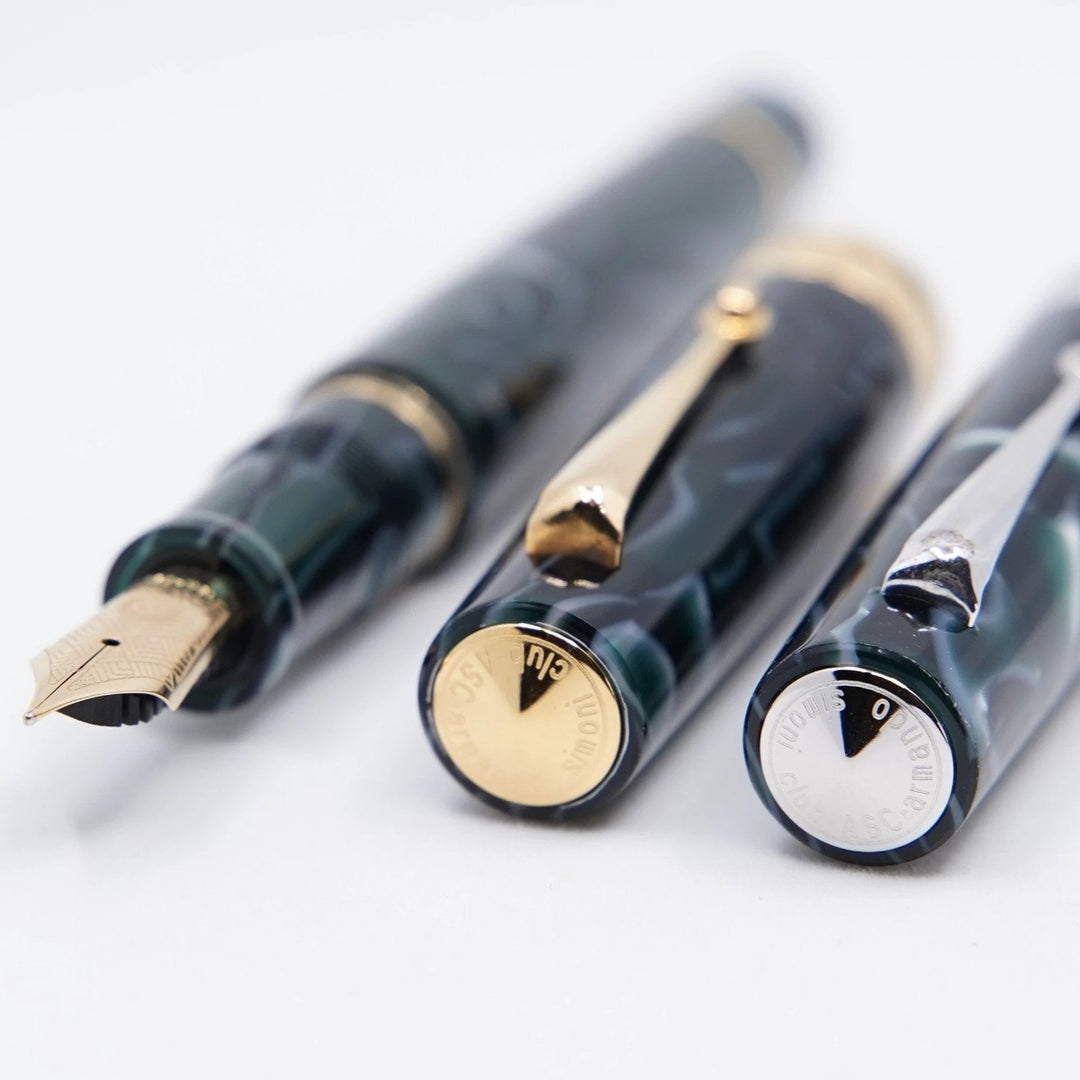 ASC Bologna Medio Green Lagoon fountain pen - Rhodium Trim