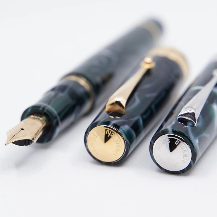 ASC Bologna Medio Green Lagoon fountain pen - Rhodium Trim