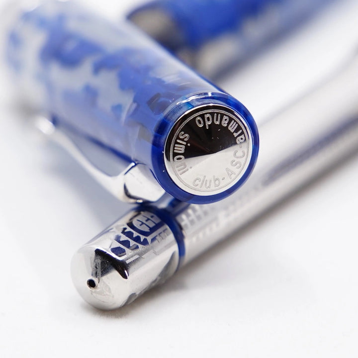 ASC Bologna Medio Blue Lucens fountain pen - Rhodium Trim