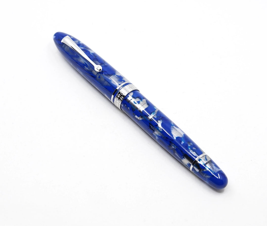 ASC Ogiva Medio Blue Lucens fountain pen - Rhodium Trim