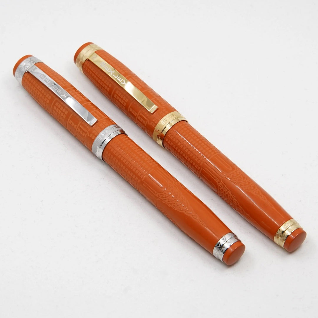 Bexley New Yorker Chrysler Building Chased - Orange Ebonite with Gold Trim