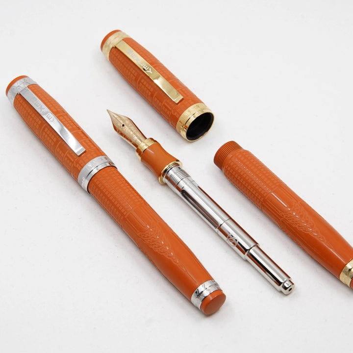 Bexley New Yorker Chrysler Building Chased - Orange Ebonite with Gold Trim