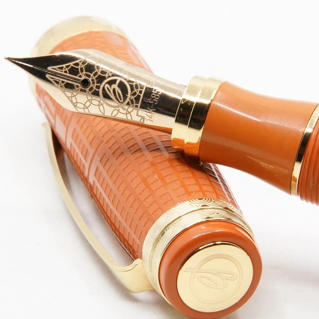 Bexley New Yorker Chrysler Building Chased - Orange Ebonite with Gold Trim