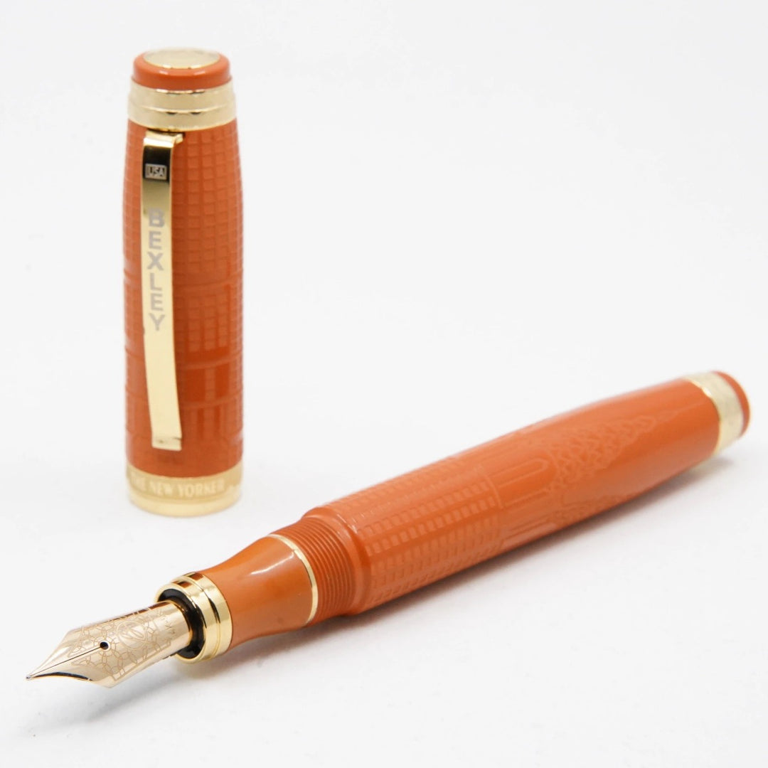 Bexley New Yorker Chrysler Building Chased - Orange Ebonite with Gold Trim
