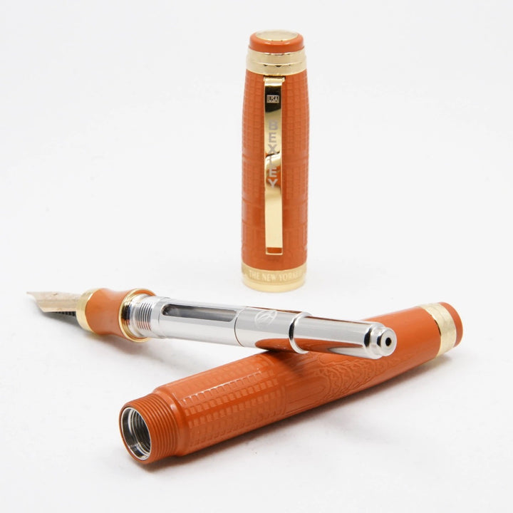 Bexley New Yorker Chrysler Building Chased - Orange Ebonite with Gold Trim